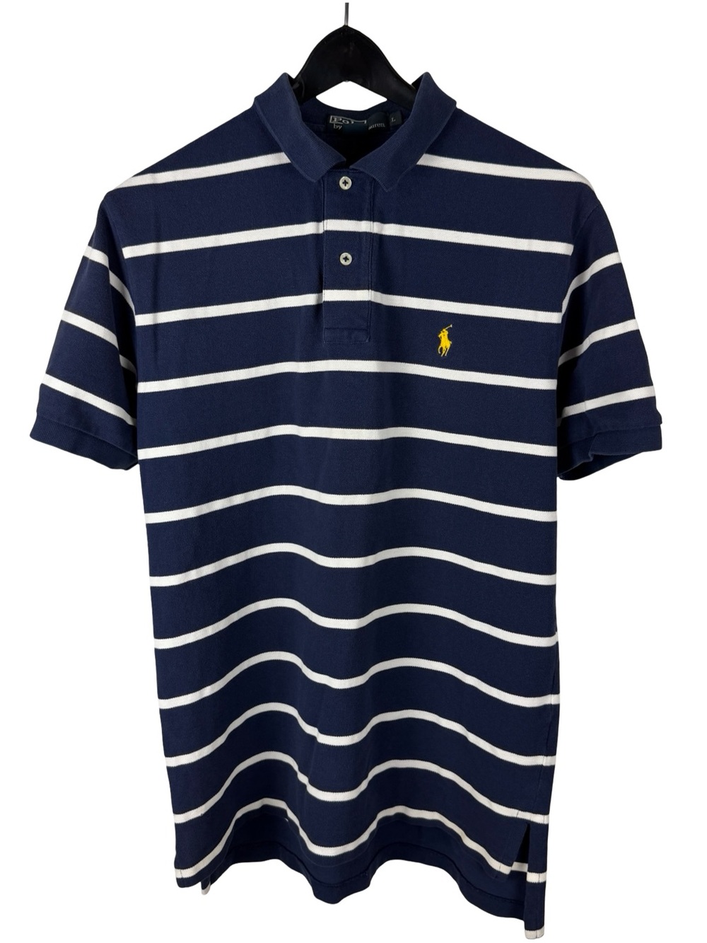 Vintage 2000s Polo Ralph Lauren Small Pony Blue Striped Polo Shirt Size L